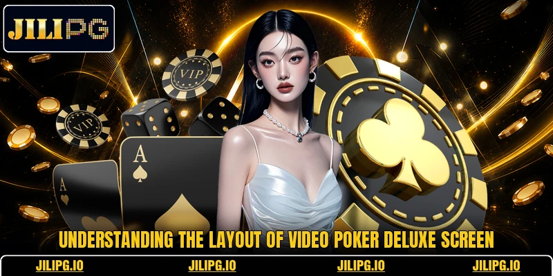 Understanding the layout of Video Poker Deluxe screen Understanding the layout of Video Poker Deluxe screen